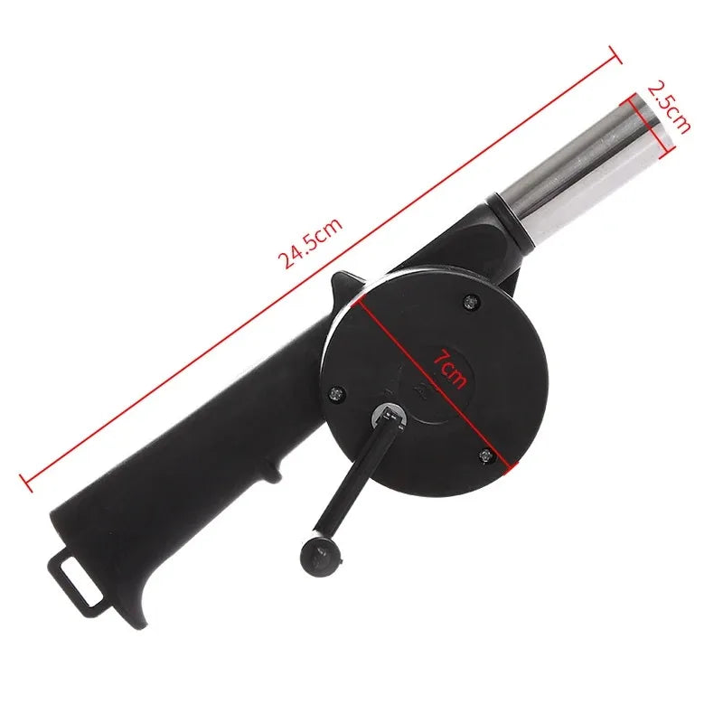Hand BBQ Air Blower — Hand Crank Fire Fan for Charcoal Grill & Outdoor Barbecue