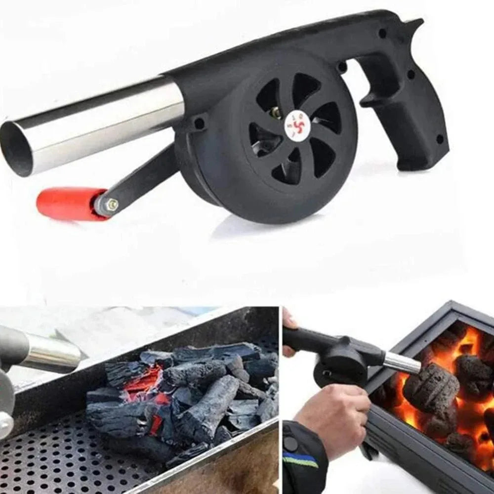 Hand BBQ Air Blower — Hand Crank Fire Fan for Charcoal Grill & Outdoor Barbecue
